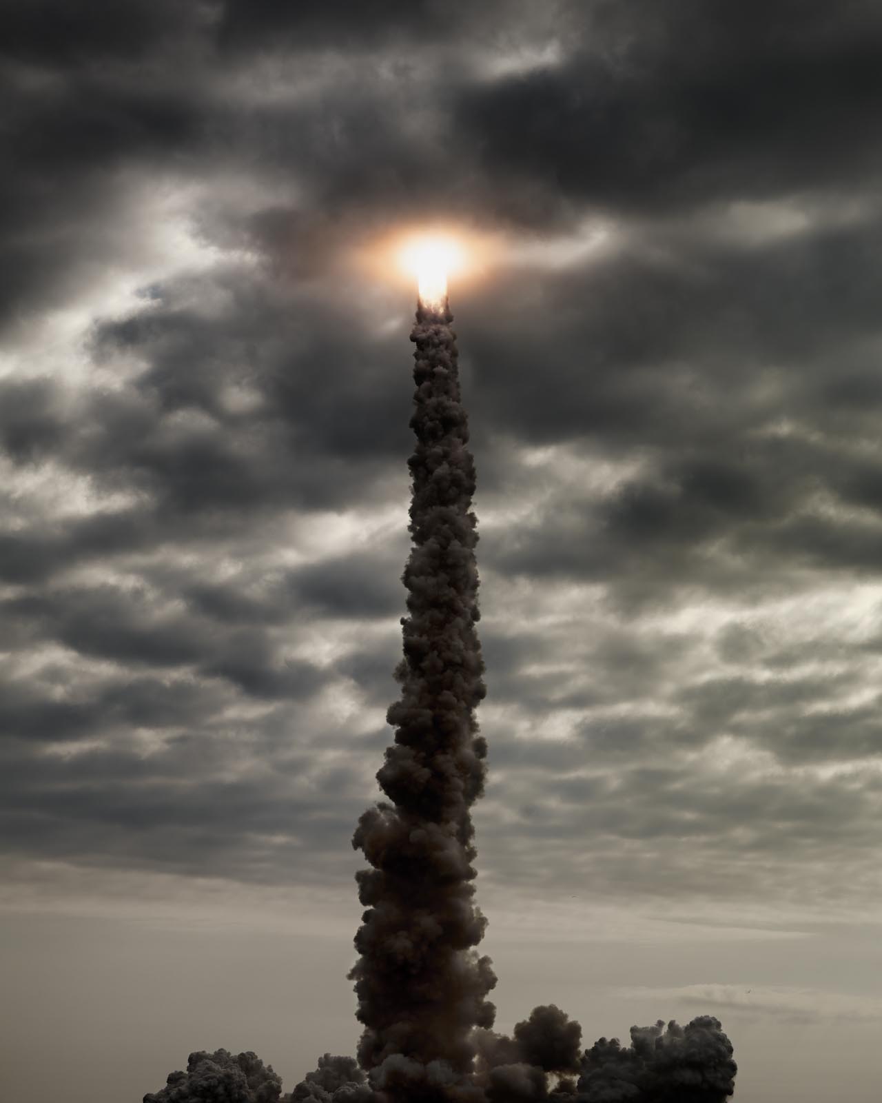 Endeavour passes through the cloud ceiling - Kennedy Space Center